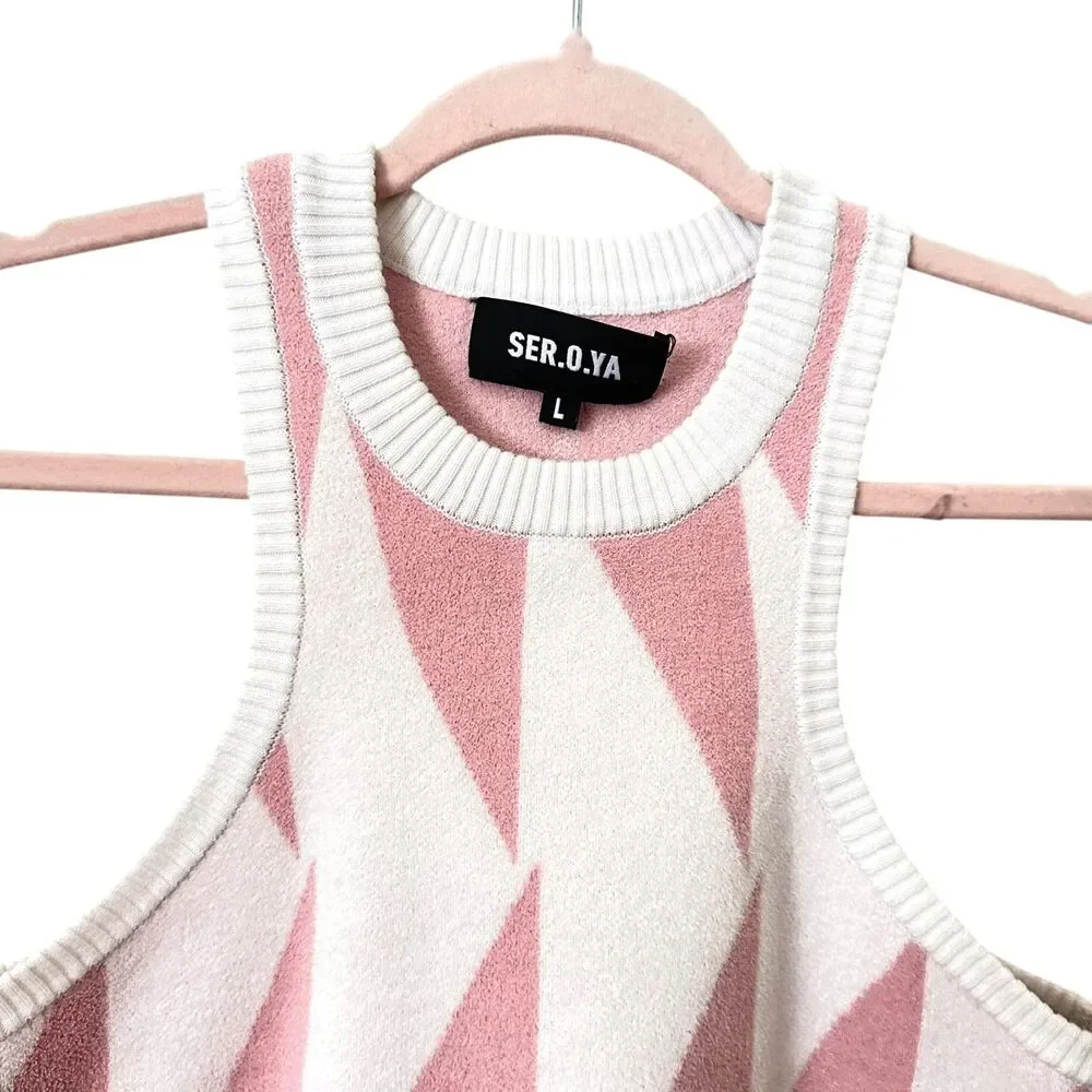SER.O.YA Zeri Abstract Sweater Vest Top Pink White Large - Picture 4 of 6